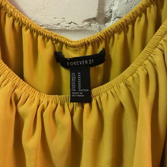 mustard off the shoulder dress - Picture 3 of 3